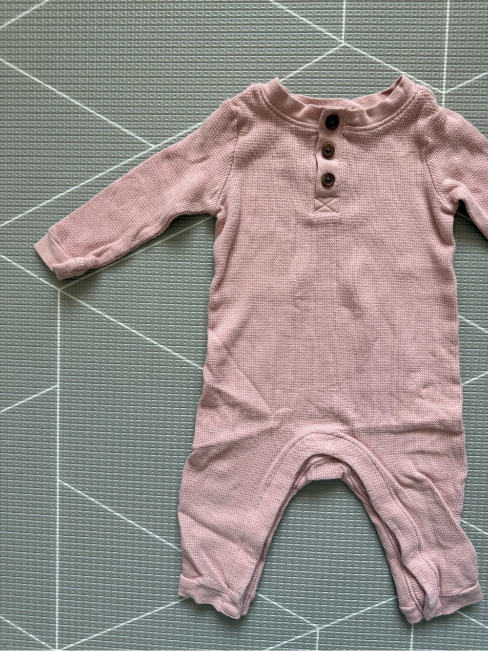 Old Navy|Baby girl blush Pink Waffle Knit Long-Sleeve One-Piece jumpsuit,6-12M